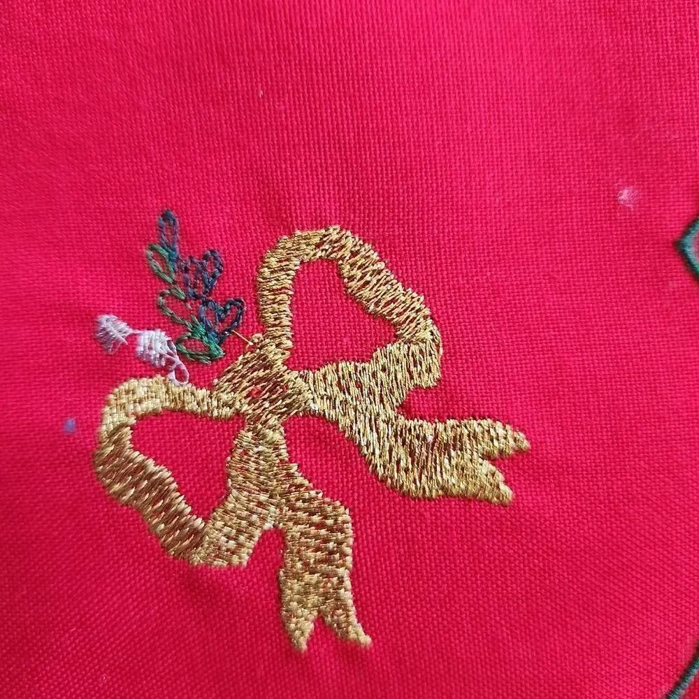 Serviette red green New 7 pieces scalloped hem table linen napkins
